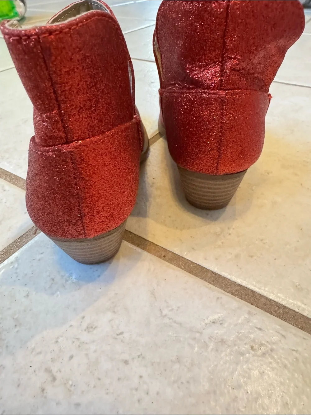 Jelly pop Sz 13 Girls Sparkling Red Glitter Ankle Boots